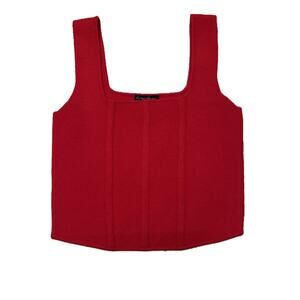 NWT* Hunter & Brown Sleeveless Knit Corset Red Cropped Top-Large